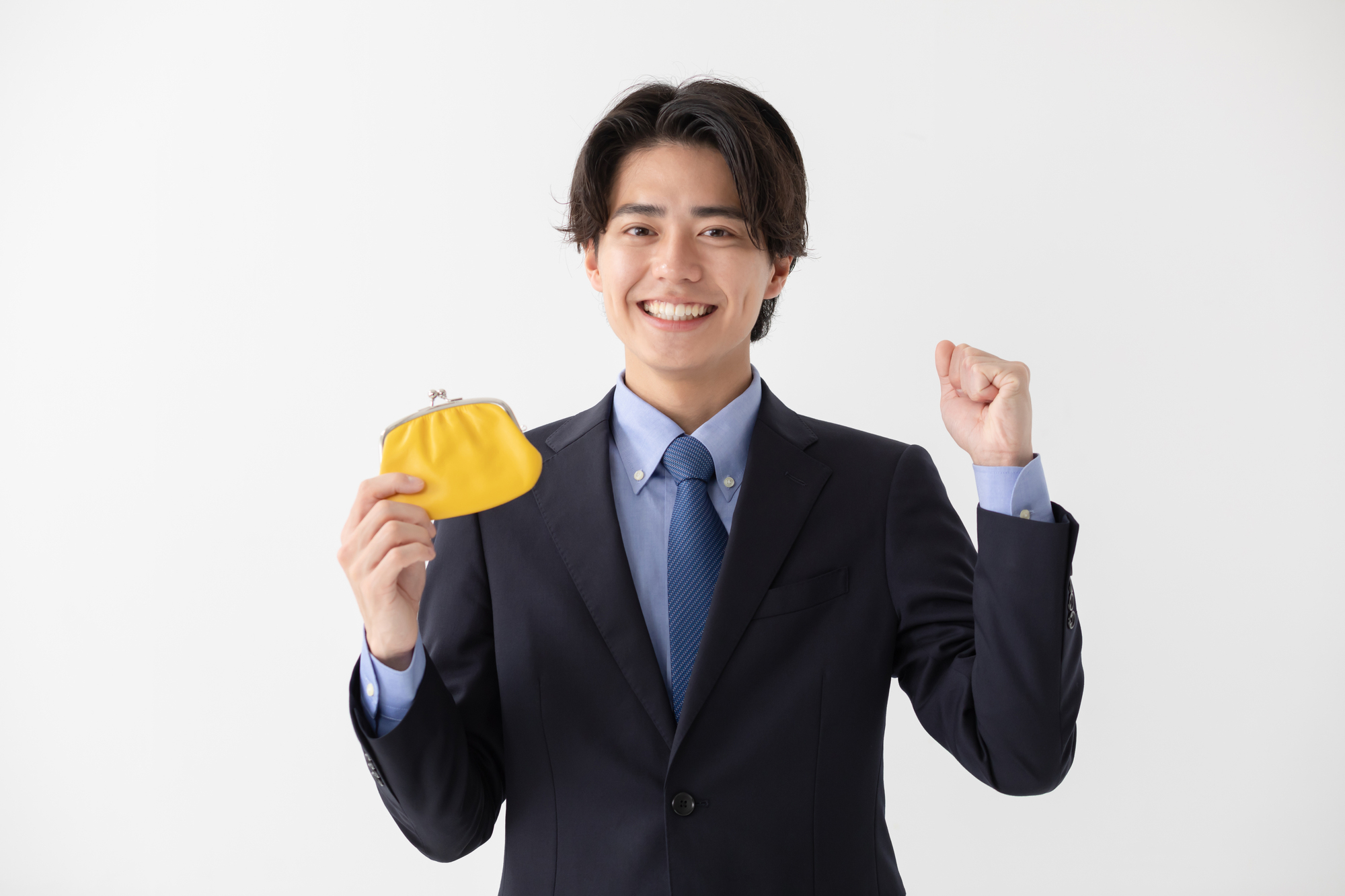 就職祝い金を受け取る男性