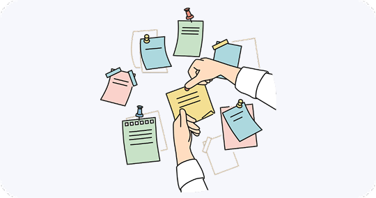 付箋を貼る手のイラスト